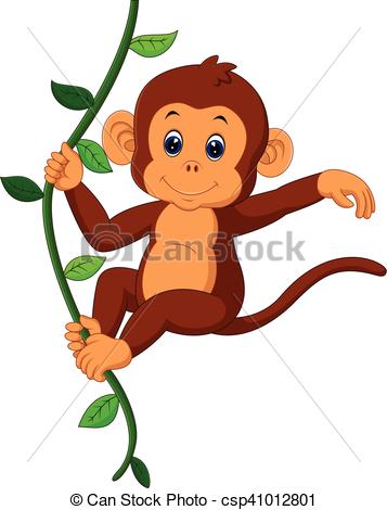 357x470 Illustration Of Cute Monkey Cartoon Vector Clipart