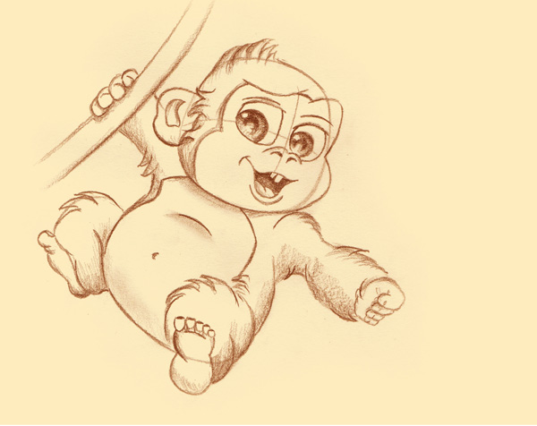 600x476 Cute Gorilla Drawing Drawings Draw And Animal Drawings