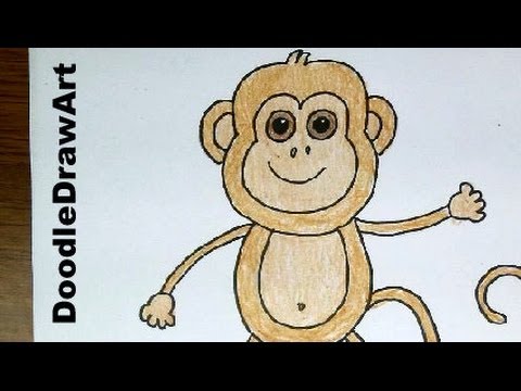 480x360 Drawing How To A Baby Monkey Step By Step! Easy