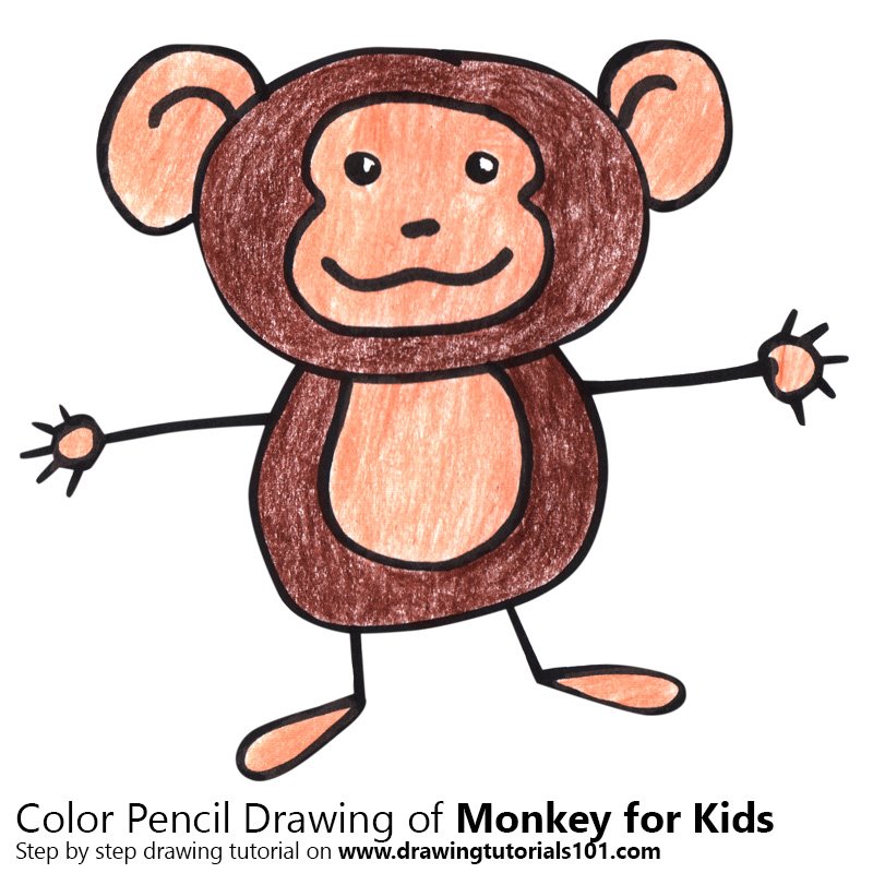 800x800 Learn How To Draw A Monkey For Kids (Animals For Kids) Step By