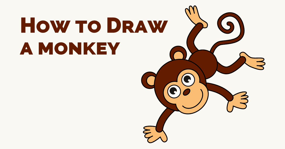 1200x628 How To Draw A Cartoon Monkey In A Few Easy Steps Easy Drawing Guides