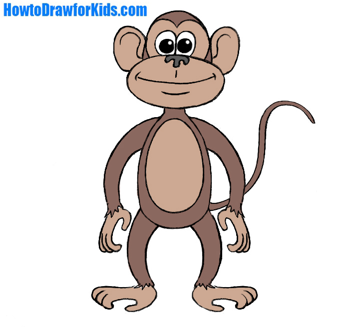 695x656 How To Draw A Monkey For Kids Howtodrawforkids