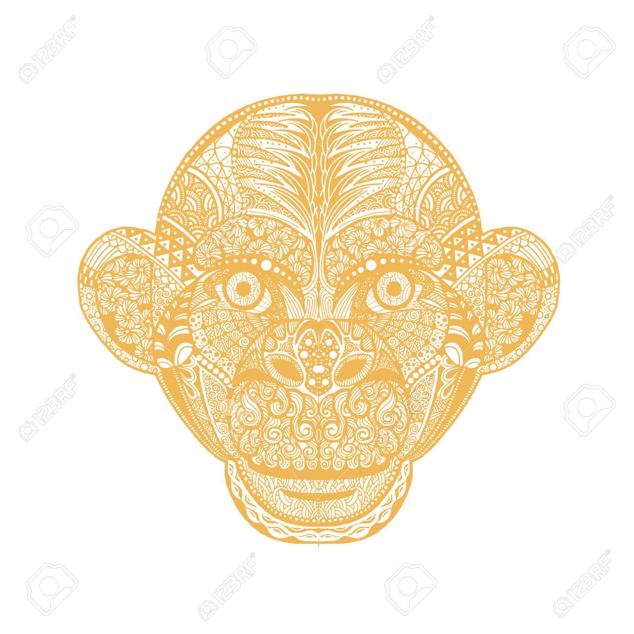 1300x1300 Hand Drawing Monkey Head Avatar, Chinese Zodiac Sign,silhouette