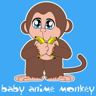 400x400 How To Draw Baby Anime Monkey With Bananas In Simple Steps Drawing