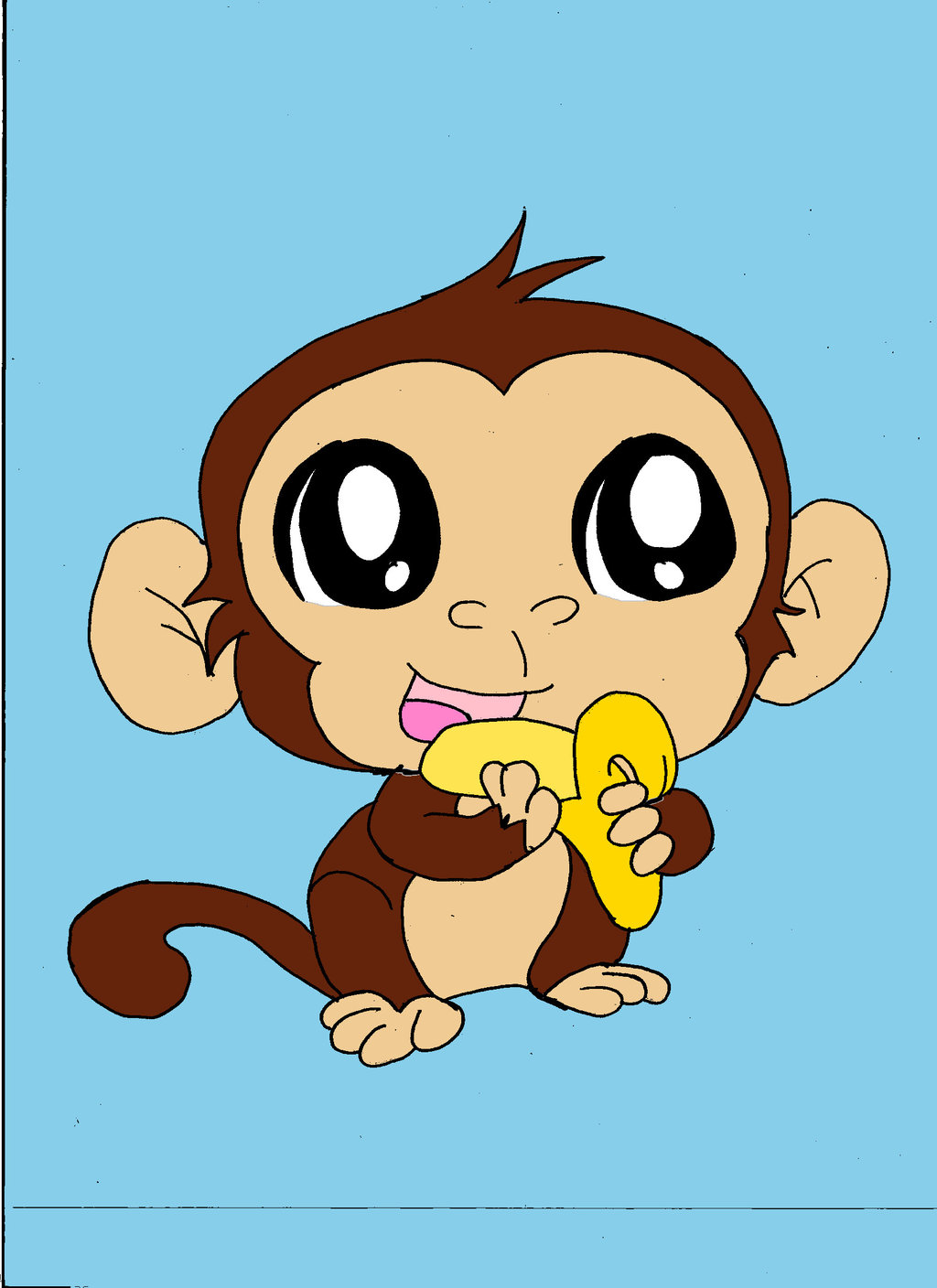 1024x1408 How To Draw A Simple Monkey, Step By Step, Forest Animals, Animals
