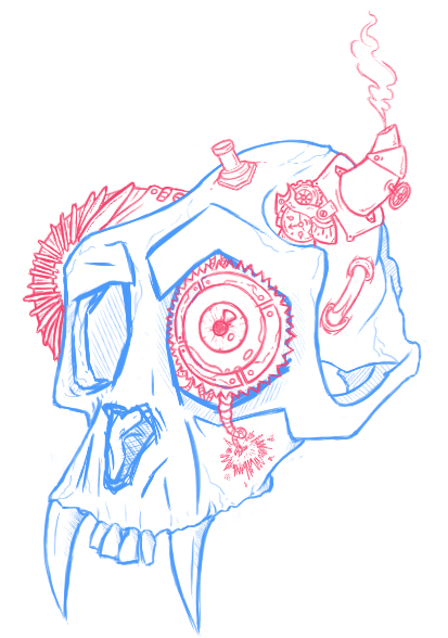 413x588 Steampunk Monkey Skull By Seleyes