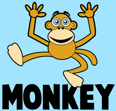 400x382 How To Draw Cartoon Monkeys With Easy Step By Step Drawing