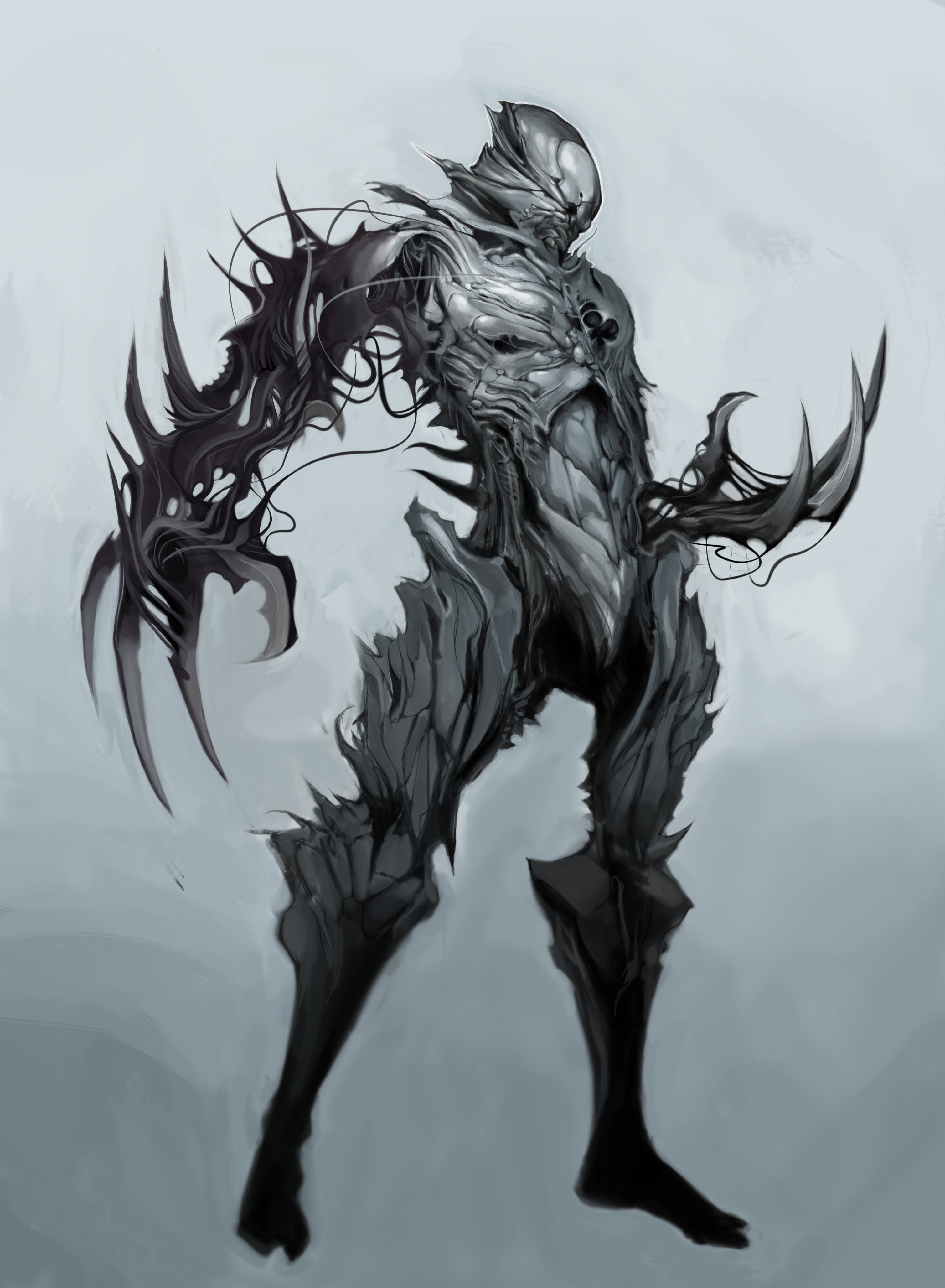 3018x4112 Wallpaper Drawing, Illustration, Monochrome, Knight, Demon