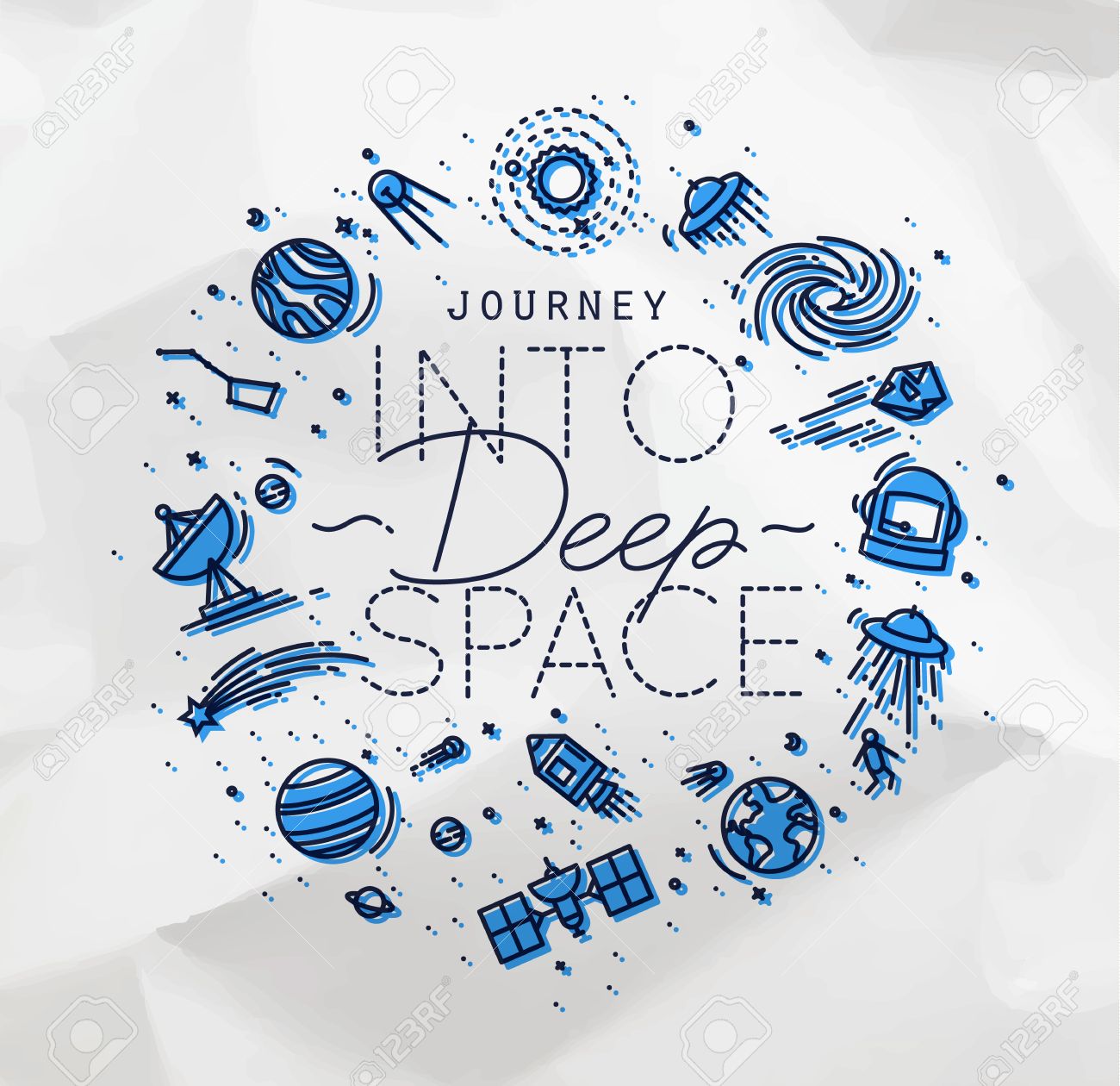 1300x1260 Space Flat Monogram Lettering Journey Into Deep Space Drawing