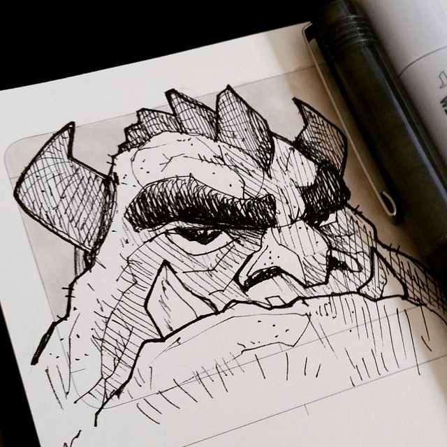 640x640 Pen And Ink Rock Monster Sketch!