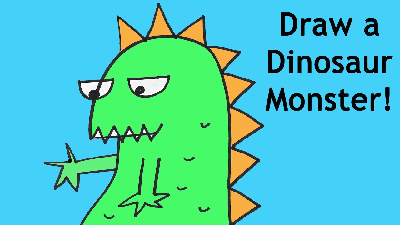 1280x720 How To Draw A Dinosaur Cartoon Monster Drawing Tutorial For Kids