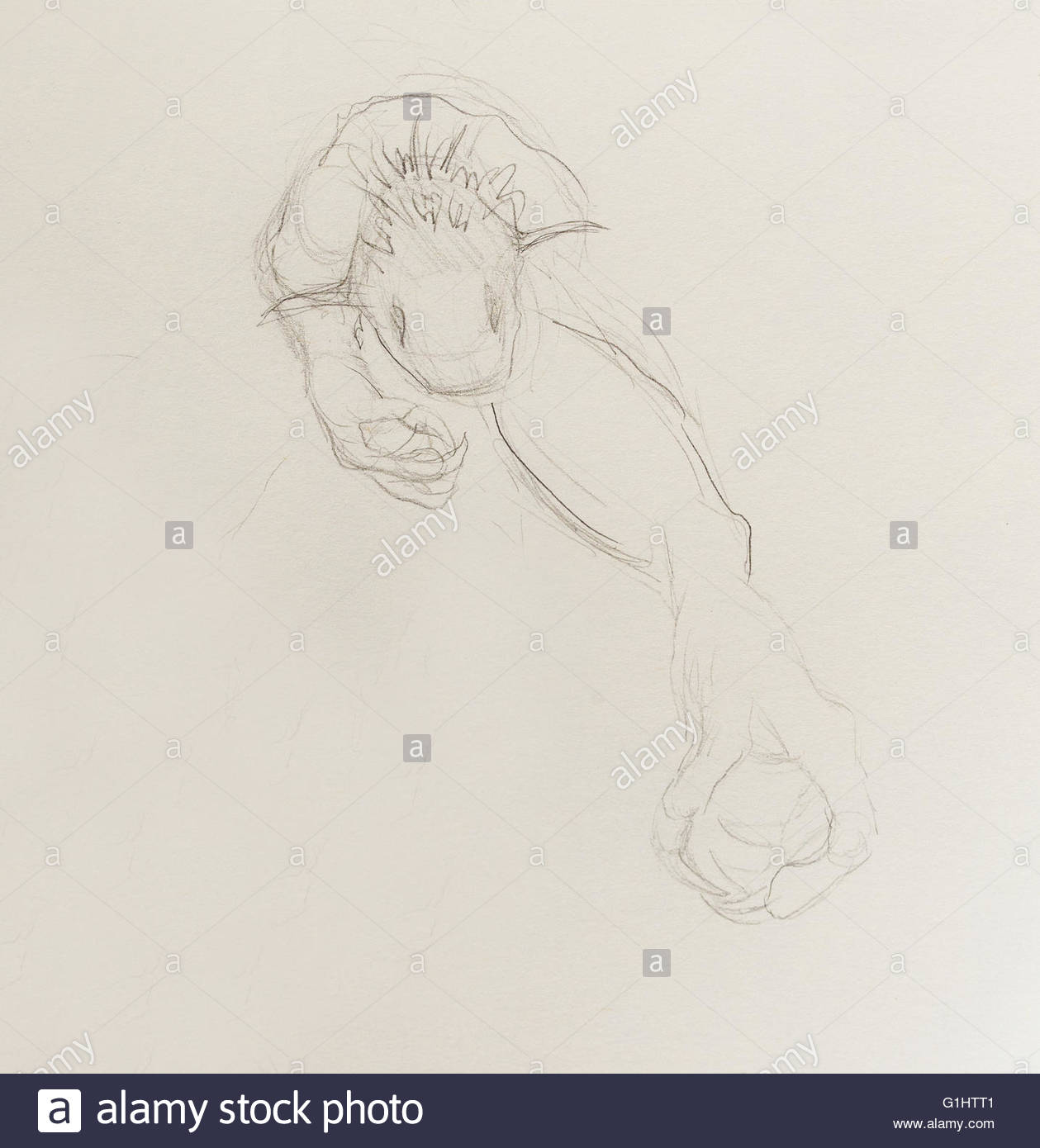 1259x1390 Monster Drawing. Pencil Sketch On Paper, Original Hand Draw Stock