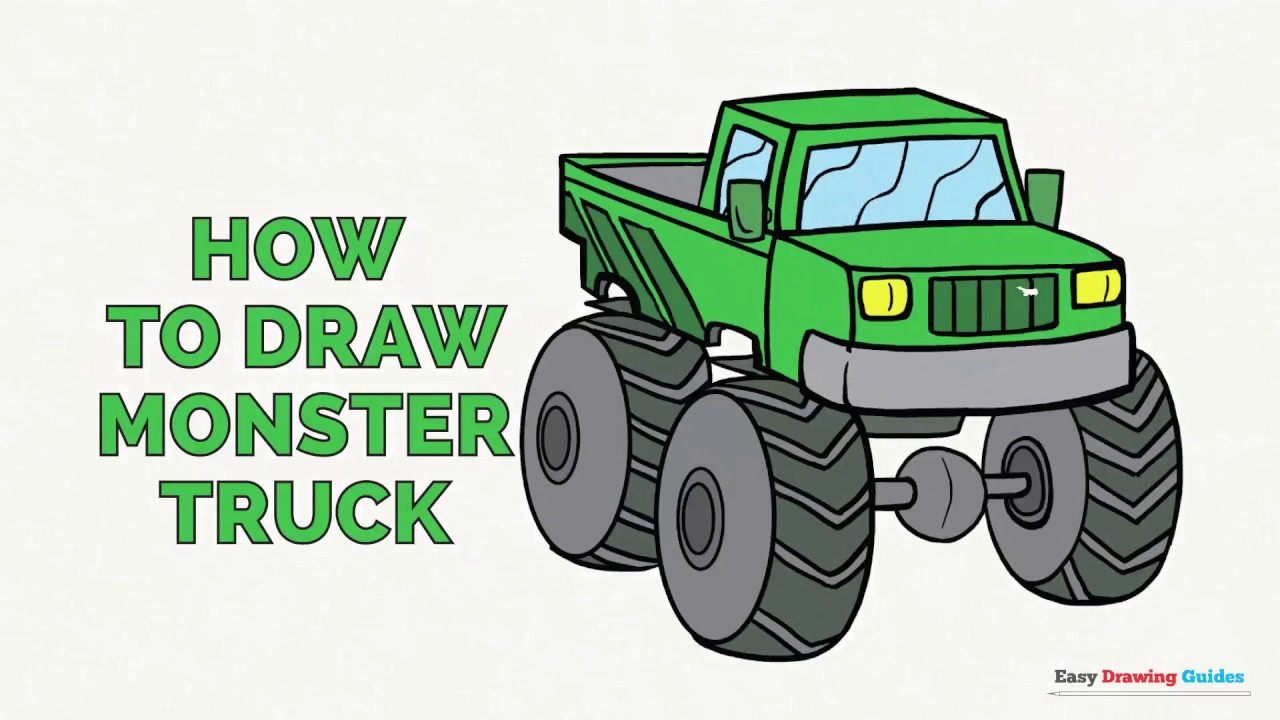 1280x720 How To Draw A Monster Truck In A Few Easy Steps Drawing Tutorial
