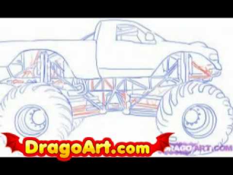 480x360 How To Draw A Monster Truck, Step By Step