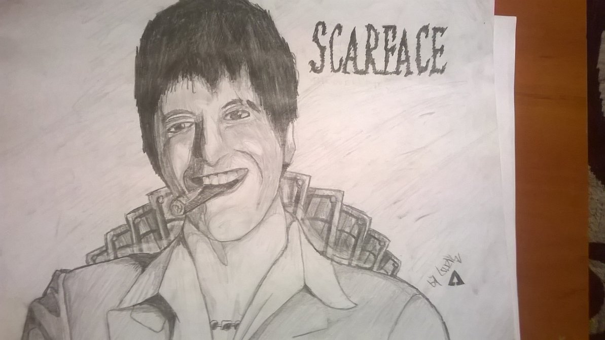 1193x670 Tony Montana Draw By Guzikart