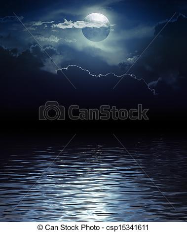 379x470 Fantasy Moon And Clouds Over Water (Elements Of This Image
