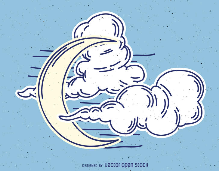 728x570 Moon Drawing With Clouds