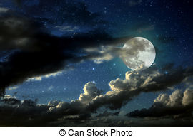 270x194 Night Sky With Moon And Clouds Illustrations And Clipart. 3,161