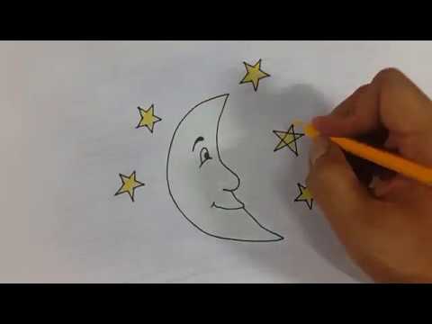 480x360 How To Draw Moon And Stars Step By Step For Kids With Pencil