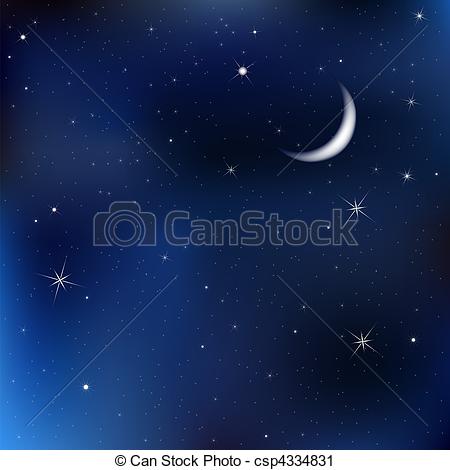 450x470 Night Sky With Moon Stars. Dark Blue Sky With Stars