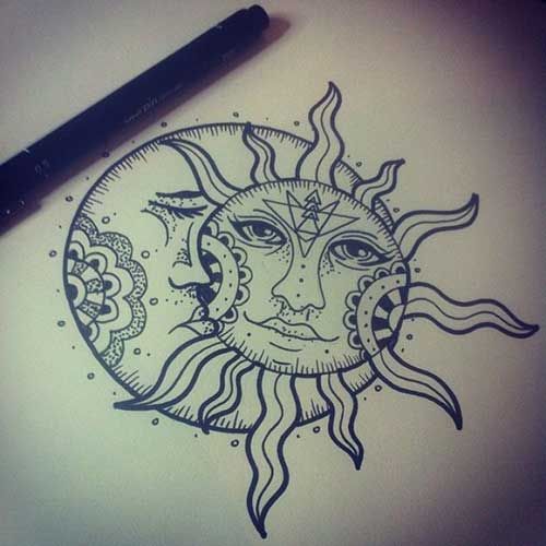 500x500 Moon And Sun Tattoo Drawing Tattoo Ideas Moon