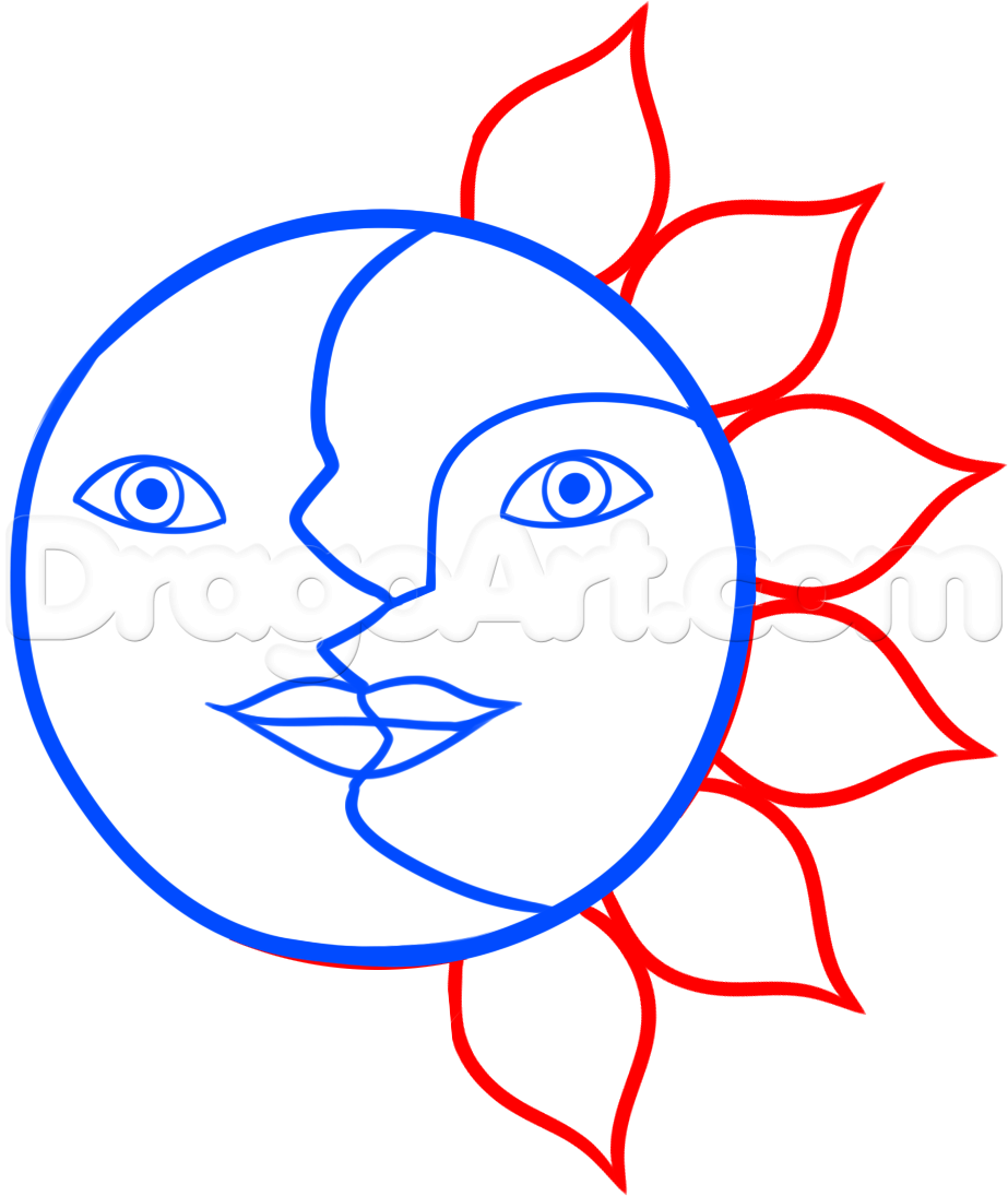 923x1095 How To Draw The Sun And Moon Face, Step By Step, Outer Space