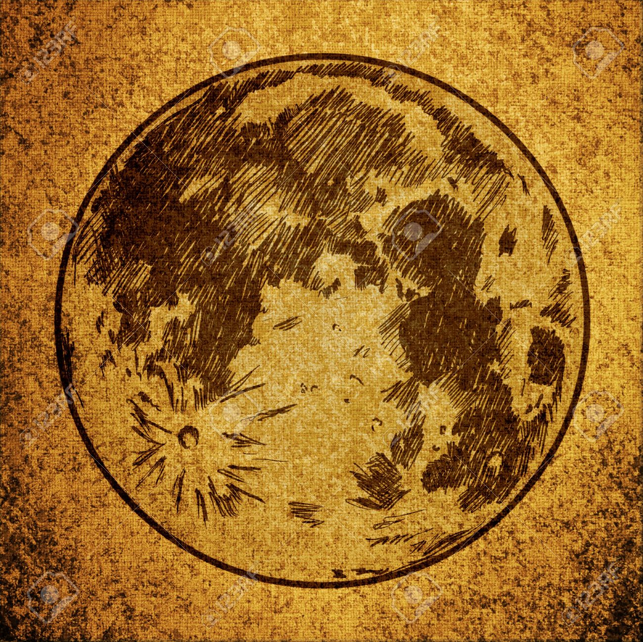1300x1298 Moon Drawing On Grunge Texture Background Stock Photo, Picture
