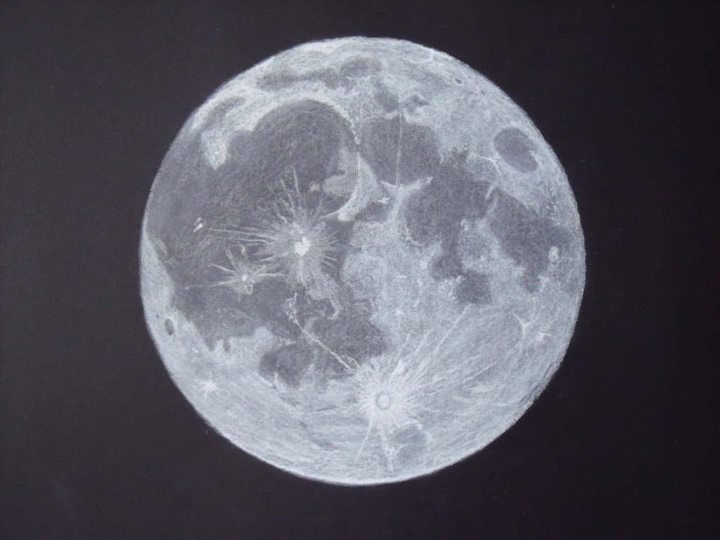 1024x768 Pencil Drawing Of The Moon Full Moon