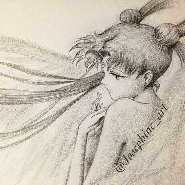 600x600 Pencil Drawing Of Sailor Moon Princess Serenity Art