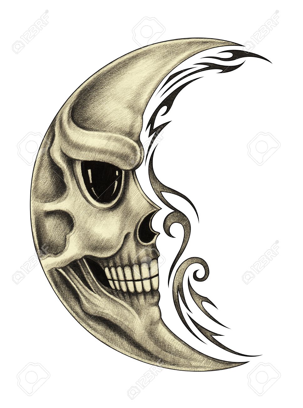967x1300 Skull Moon Tattoo.art Design Skull Moon Smiley Face For Tattoo