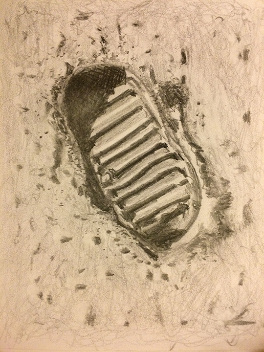 540x720 Drawing Of A Footprint On The Moon