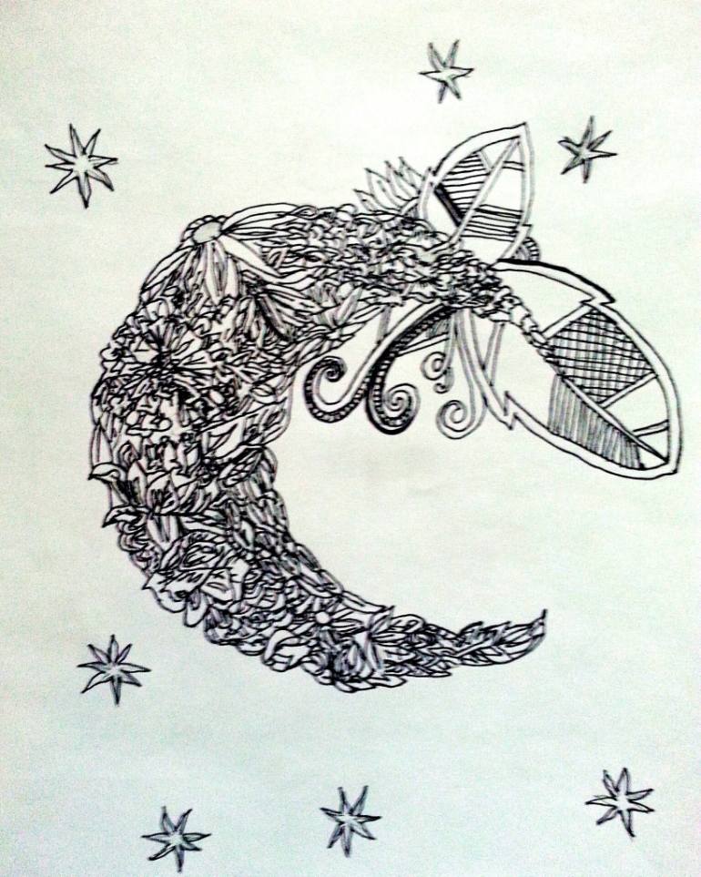 770x963 Saatchi Art Moon Flower Drawing By Pamela Starr