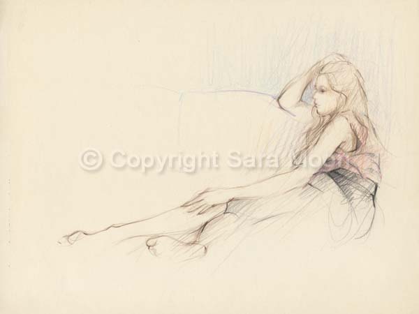 600x450 Original Sara Moon Pencil Drawing Pencil Sketch 20 For Sale