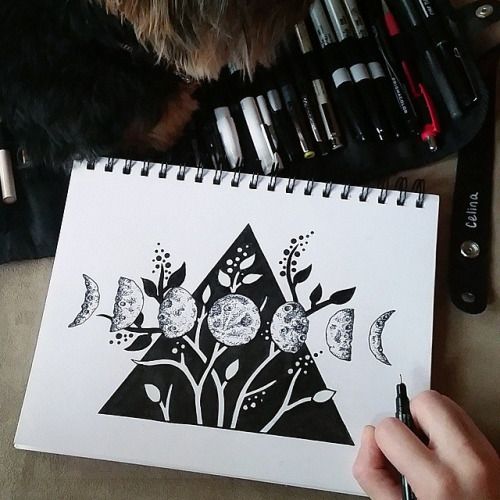 500x500 Moon Cycle Drawing