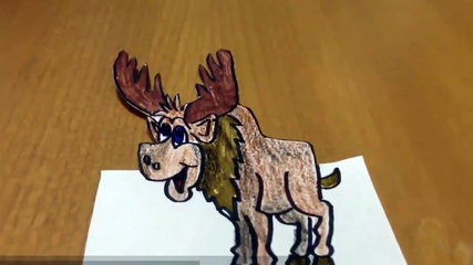 427x240 3d Drawing On Paper Step By Step How To Draw 3d Moose On Paper