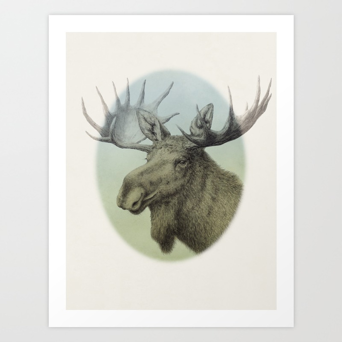 700x700 Moose Head Elk Art Print By Lenasvalforshedin Society6