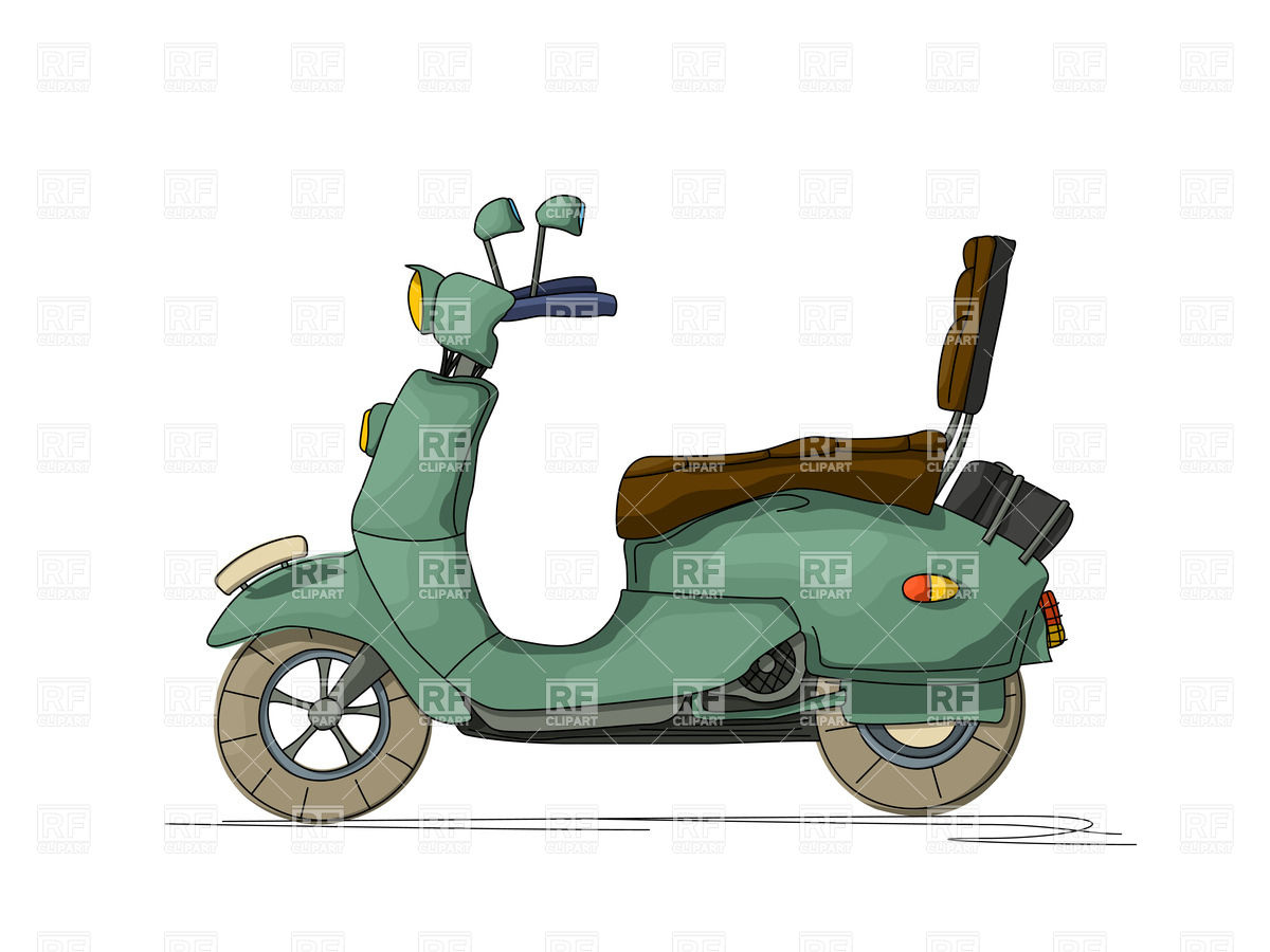 1200x900 Cartoon Style Drawing Of A Retro Motor Scooter Royalty Free Vector