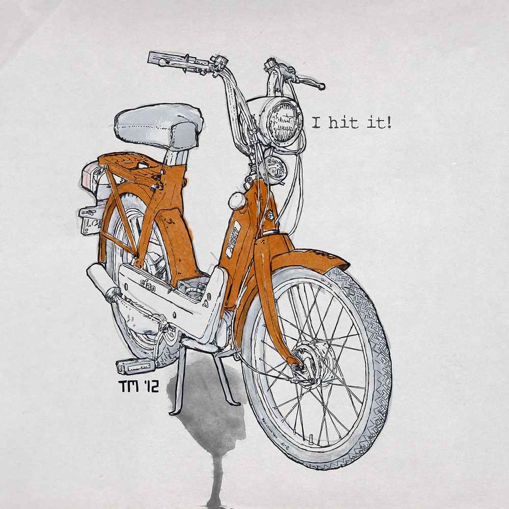 1000x1000 Illustration Drawing Art Vespa Piaggio Ciao Orange I Hit