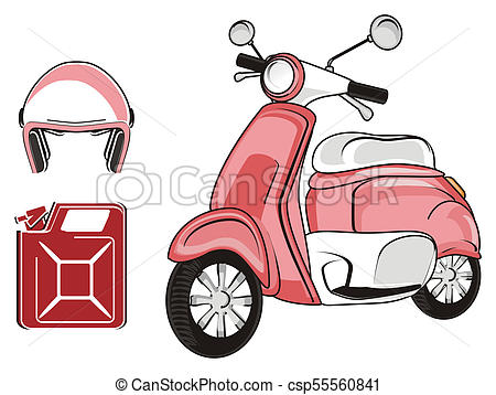 450x358 Pink Moped Objects. Pink Modern Scooter With Helmet