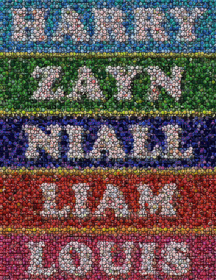 695x900 One Direction Names Bottle Cap Mosaic Drawing By Paul Van Scott