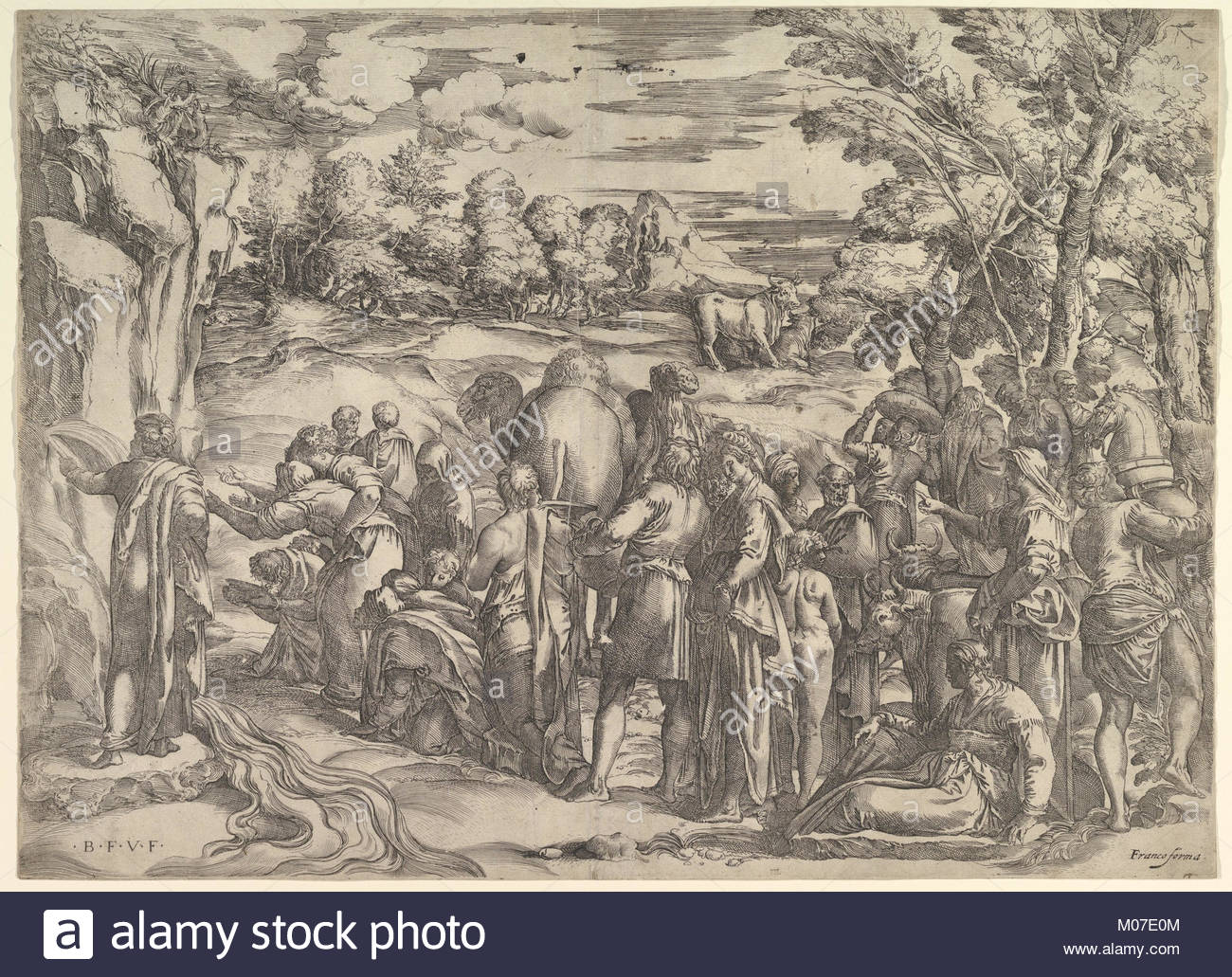 1300x1031 Moses Drawing Water From The Rock Met Dp819635 Stock Photo