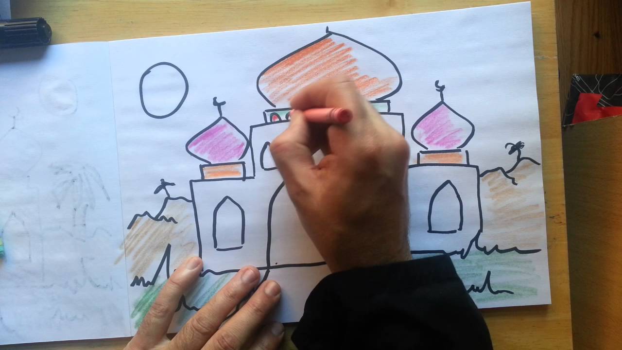 1280x720 How To Draw A Mosque Real Easy