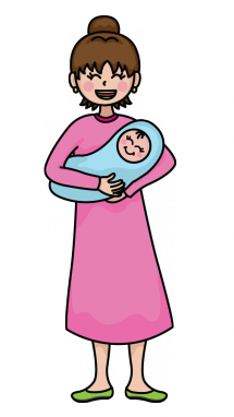 215x382 How To Draw A Mother With Baba,a Human, People, Family, Easy Step