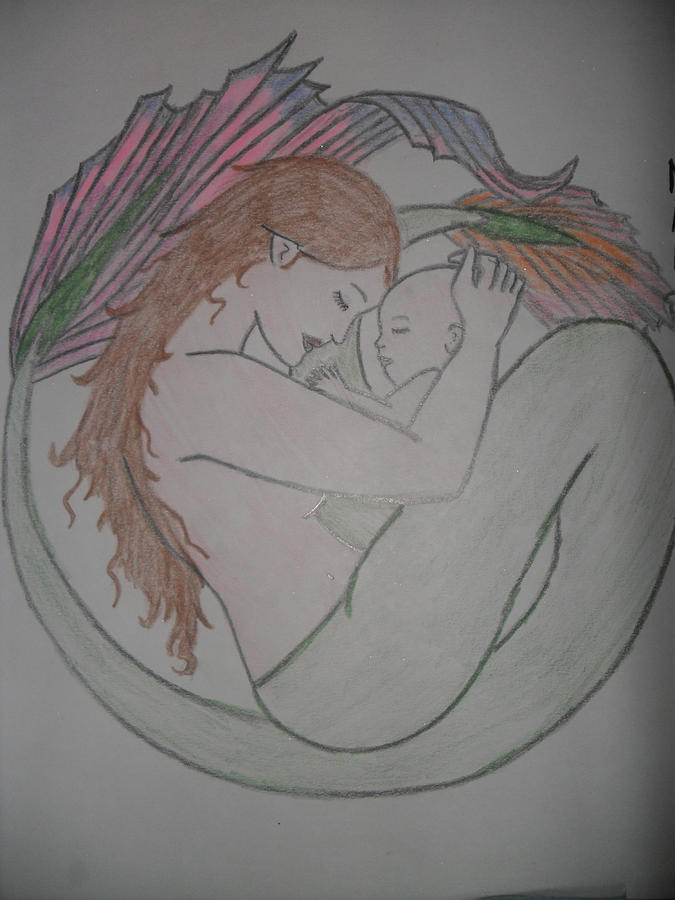 675x900 Mother And Baby Drawing By Charlotte Clayton