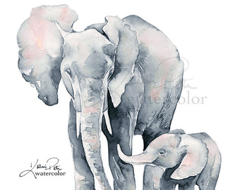 340x270 Items Similar To Elephants Holding Tails Print Of My Original