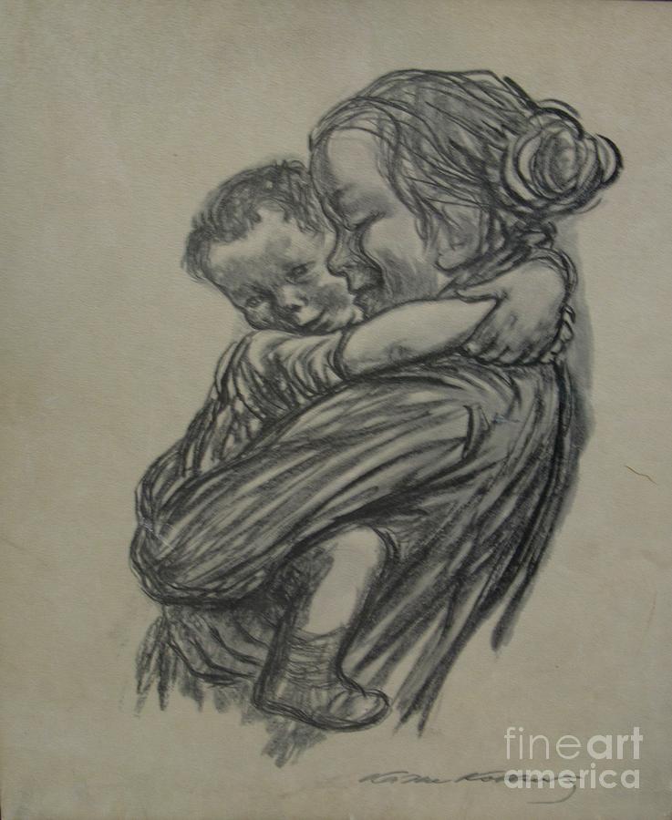 737x900 Mother And Child Charcoal Drawing Drawing By Anthony Morretta