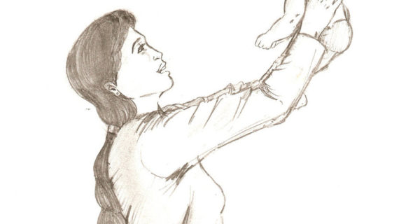 570x320 Mother With Child Drawing Childs Drawing Mother Children Stock