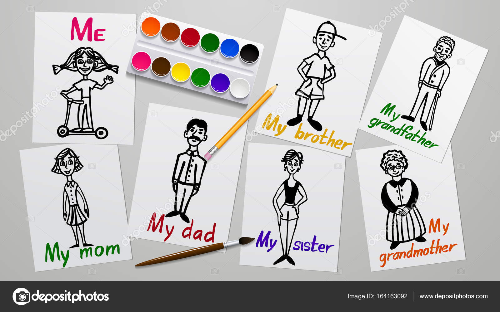 1600x1000 Drawing And Creativity. My Family. Father, Mother, Grandparents