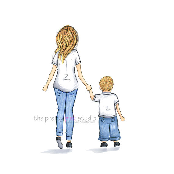 570x570 Fashion Illustration Girly Illustration Mother Son Drawing