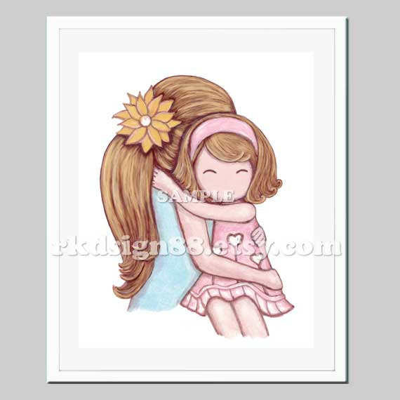570x570 Mother's Day Gift Mother Daughter Art Hug Girls Room